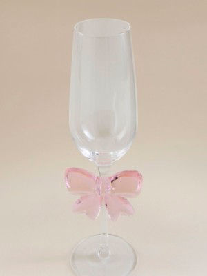 Pink bow champagne glasses set of two (British brand)
