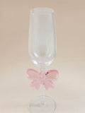 Pink bow champagne glasses set of two (British brand)