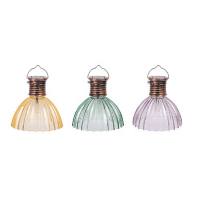 Ribbed lampshade solar light warm white LED (British brand)