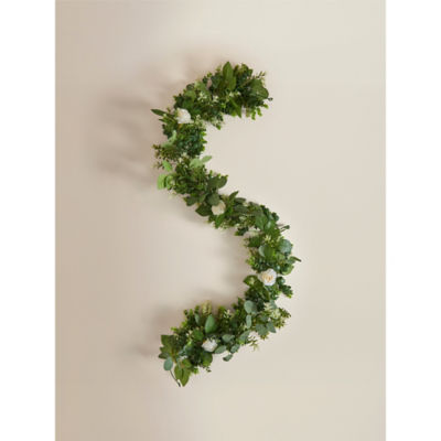 Topiary white rose artificial garland 180cm, UK version