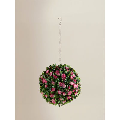 Artificial pink rose topiary ball decoration, UK version