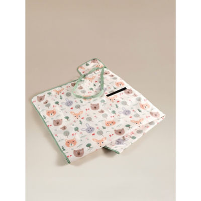 Woodland picnic rug with bright prints, 130x150cm (British brand)