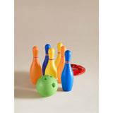 Hapello rounded bowling set with colourful pins and ball - British product