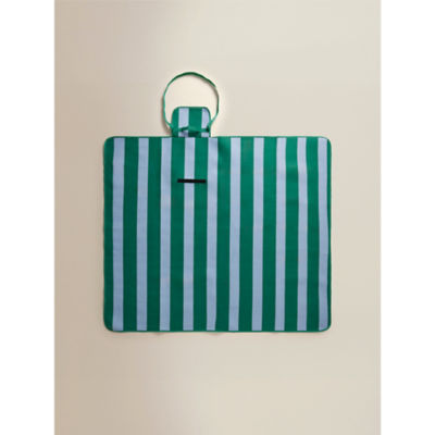Blue green striped picnic rug 150x130cm, UK version