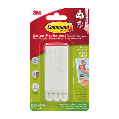 Command Picture Hanging Strips Narrow White 4 Sets, UK version