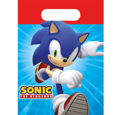 Sonic the Hedgehog paper party bags 4pk 22cm x 16cm, imported from the UK