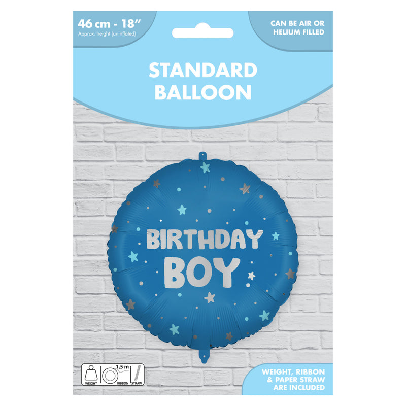 Blue Birthday Boy foil balloon 46cm (British brand)