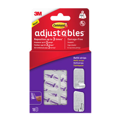 Command Adjustables Repositionable Refill Strips 18 Refill Strips