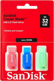 SanDisk Cruzer Blade USB Flash Drive 32GB 3pk (British brand)