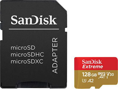 SanDisk Extreme MicroSD card with adapter 128GB (British brand)