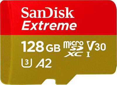 SanDisk Extreme MicroSD card with adapter 128GB (British brand)