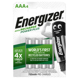 ASDA Energizer Accu Recharge Power Plus Rechargeable AAA Batteries 4 Pack- Buy online at McGrocer