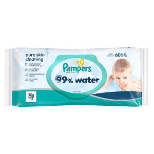 Pampers 99% Water baby wipes 60 count, imported from the UK