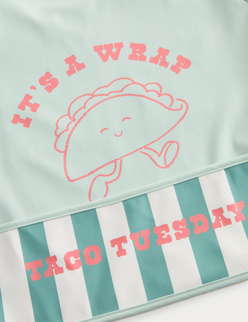 Taco Time baby bib with taco print long sleeves - British product
