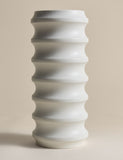 M&S X Kelly Hoppen tall ribbed ceramic vase 28.3 cm, imported from the UK