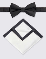 M&S Moss Textured Bow Tie and Handkerchief Set- Buy online at McGrocer