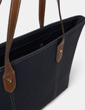 Accessorize textured zip top tote bag with contrast handles, imported from the UK