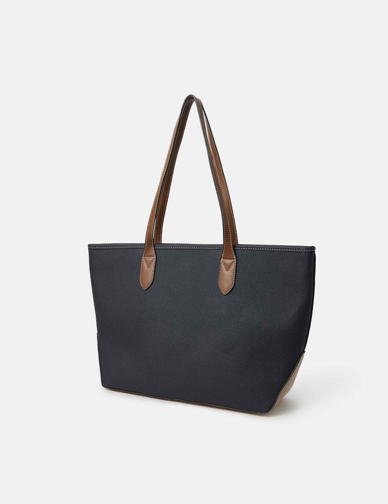 Accessorize textured zip top tote bag with contrast handles, imported from the UK