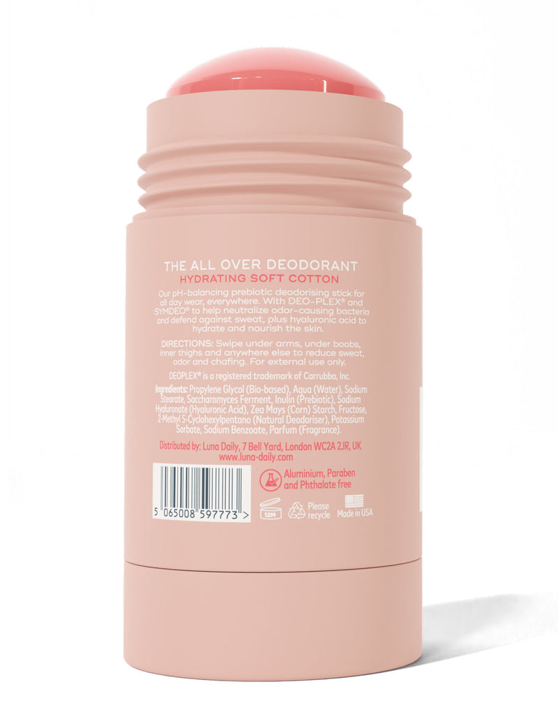 The All Over Deodorant- Extra-strength, Natural, Non-Staining Deodorant Stick - Soft Cotton 70g