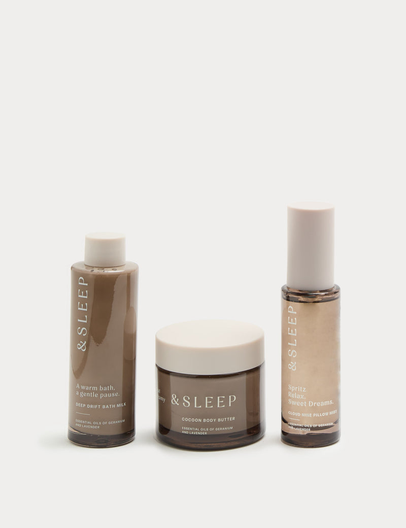 &Sleep Evening Ritual gift set bath milk body butter pillow mist - British product