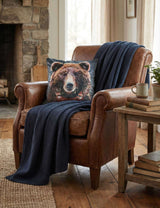 M&S MM Linen Thread Bear Cushion- Buy online at McGrocer