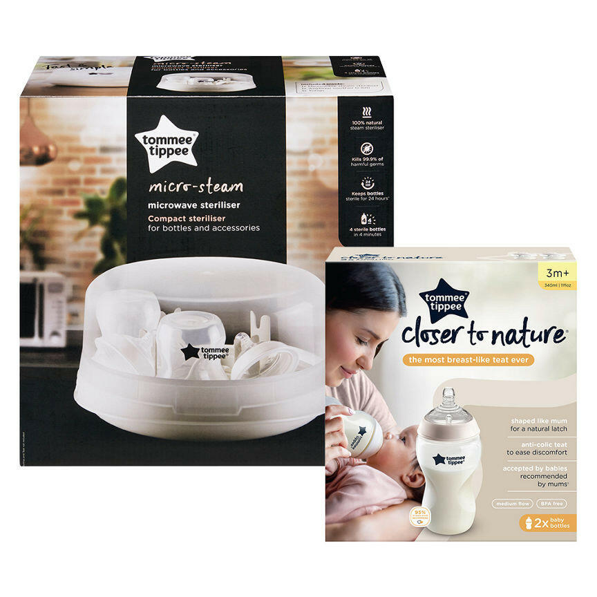 Tomee Tippee Steriliser and Baby Bottles Bundle GOODS ASDA