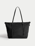 M&S top handle shoulder bag, wipe-clean fabric, roomy interior (British brand)