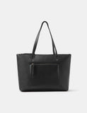 Accessorize faux leather tote bag with gold hardware, imported from the UK