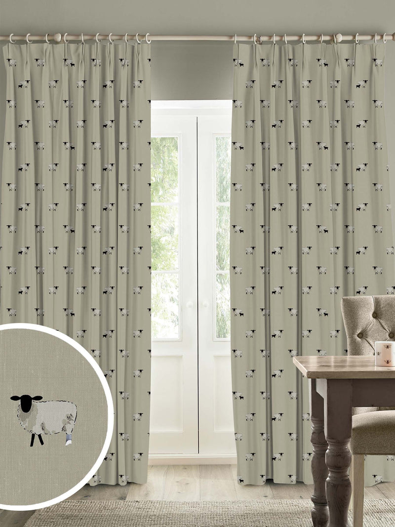 Sophie Allport made to measure natural sheep curtains, imported from the UK