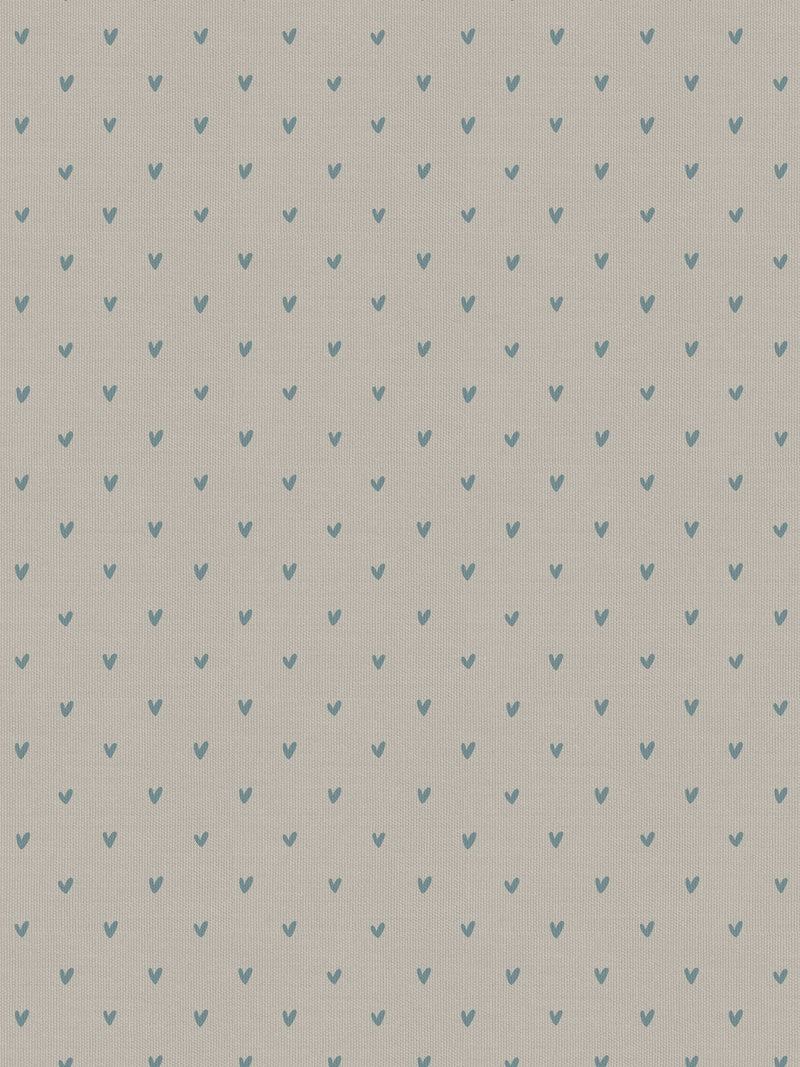 Sophie Allport Hearts curtains pale duck egg grey cotton, imported from the UK