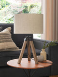 Brown Bronx wood tripod table lamp (British brand)
