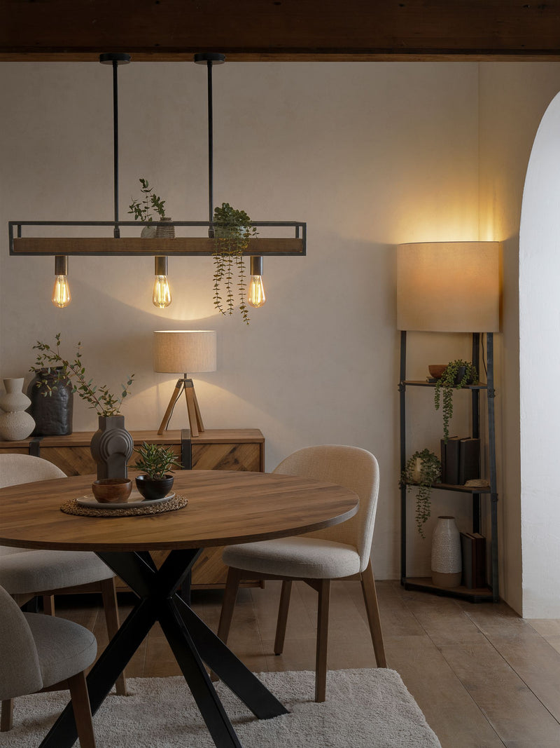 Brown Bronx wood tripod table lamp (British brand)