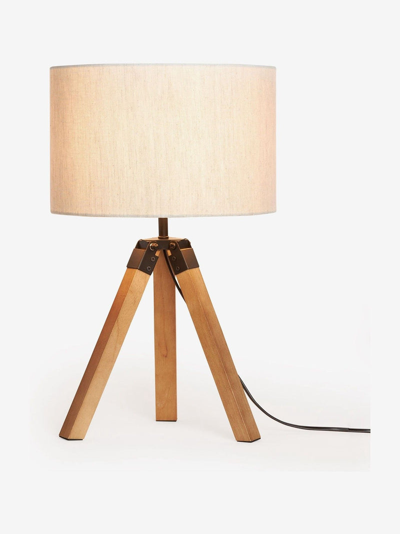 Brown Bronx wood tripod table lamp (British brand)