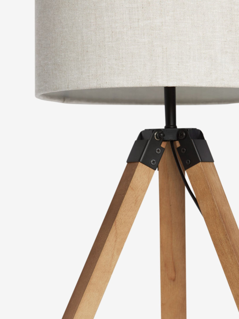 Brown Bronx wood tripod table lamp (British brand)