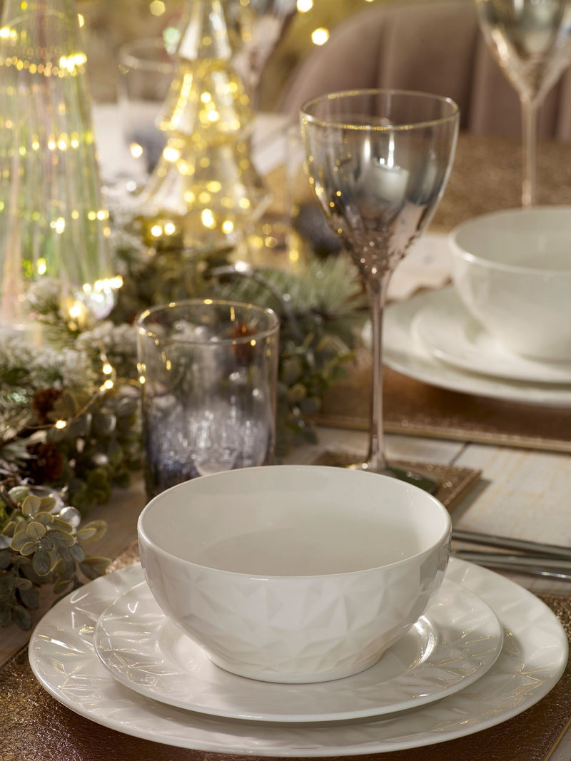 Mode white embossed dinner set 12 piece (British brand)