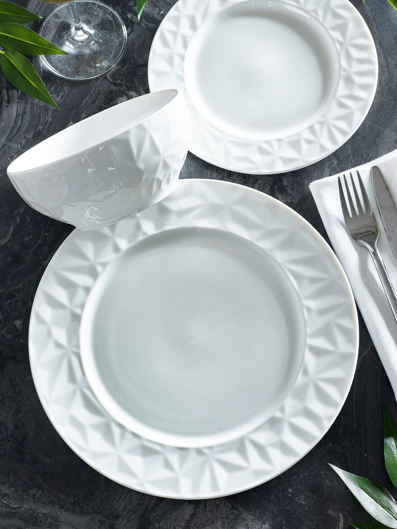 Mode white embossed dinner set 12 piece (British brand)