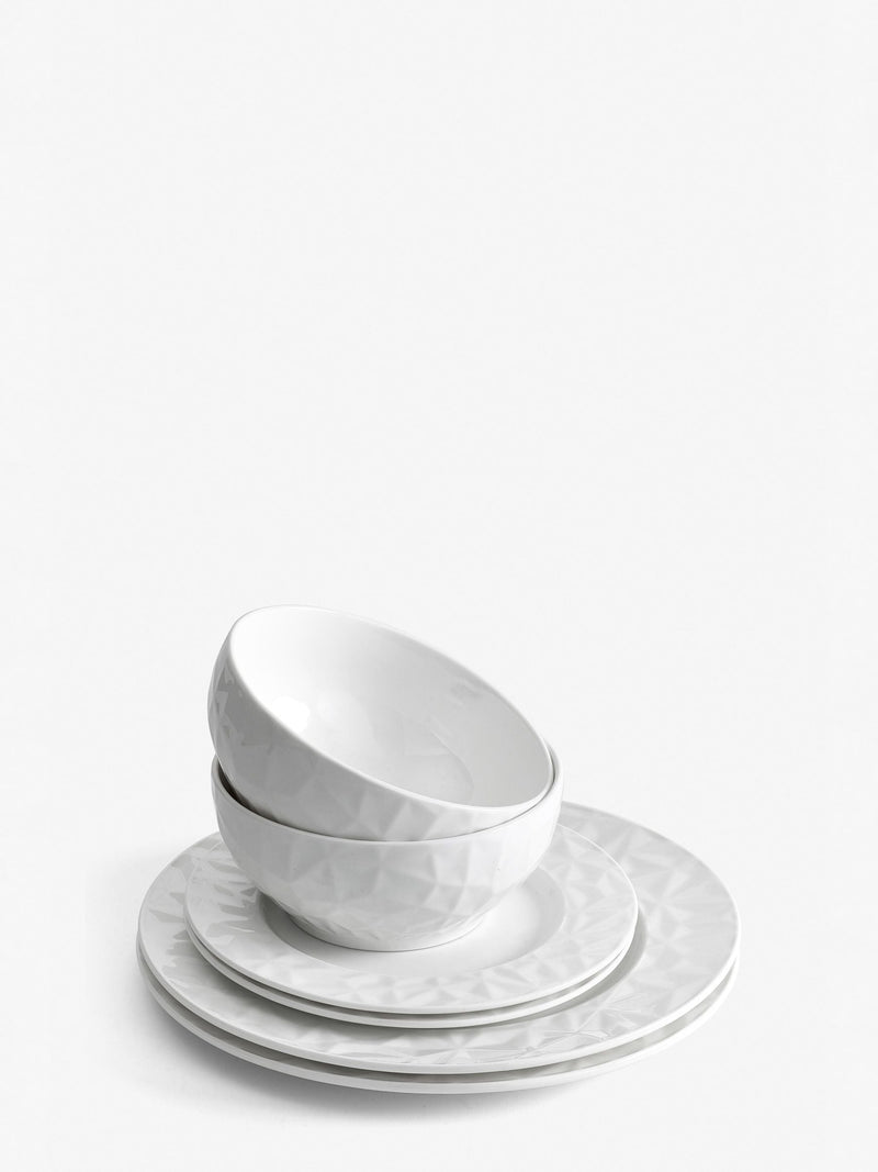 Mode white embossed dinner set 12 piece (British brand)