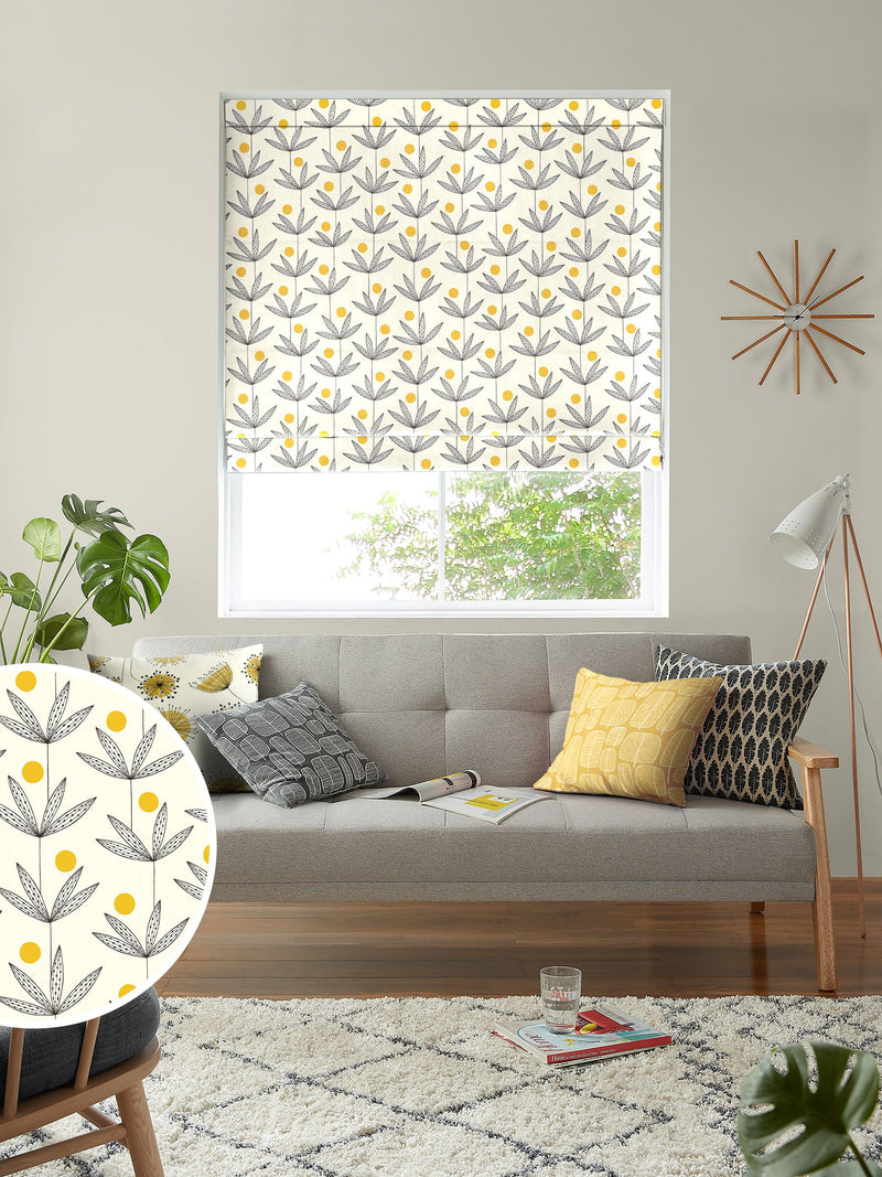 MissPrint Cream Cotton Palm Tree Roman Blind, imported from the UK