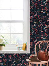 Next Joules French Navy Fields Edge Floral Wallpaper- Buy online at McGrocer