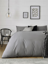 Next Grey Mid Cotton Rich Plain Duvet Cover and Pillowcase Set- Buy online at McGrocer