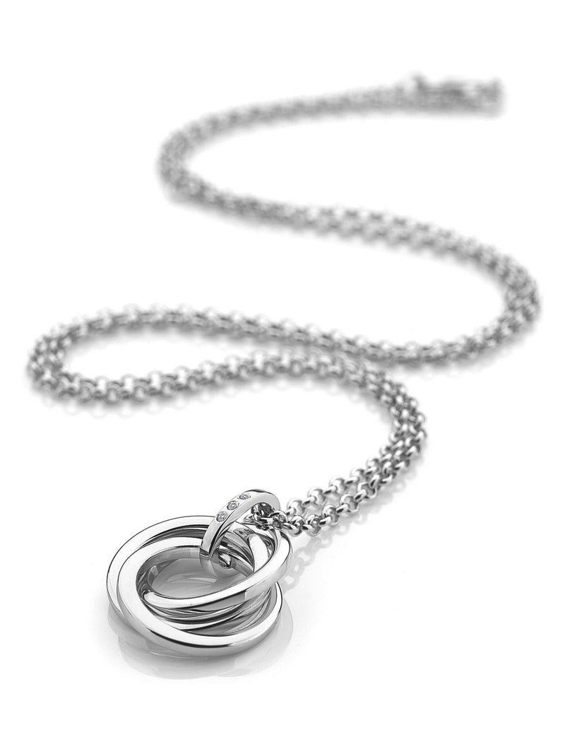 Sterling Silver Diamond Pendant Necklace with Adjustable 45-55 cm Chain