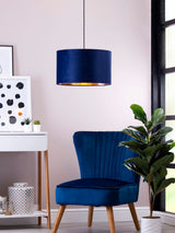Next BHS Blue 40cm Velvet Shade Ceiling Light- Buy online at McGrocer