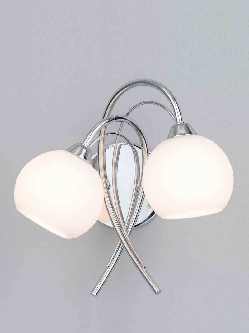 BHS Silver Soni wall light chrome arms opal glass UK version