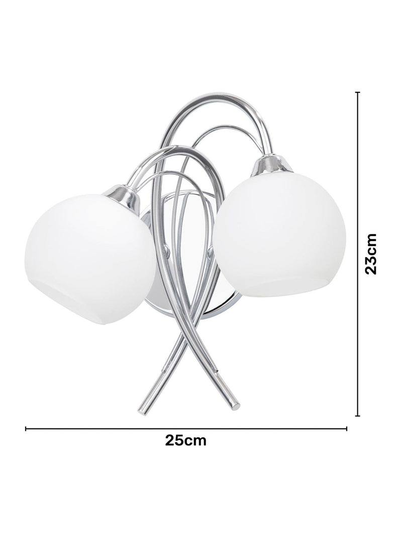 BHS Silver Soni wall light chrome arms opal glass UK version