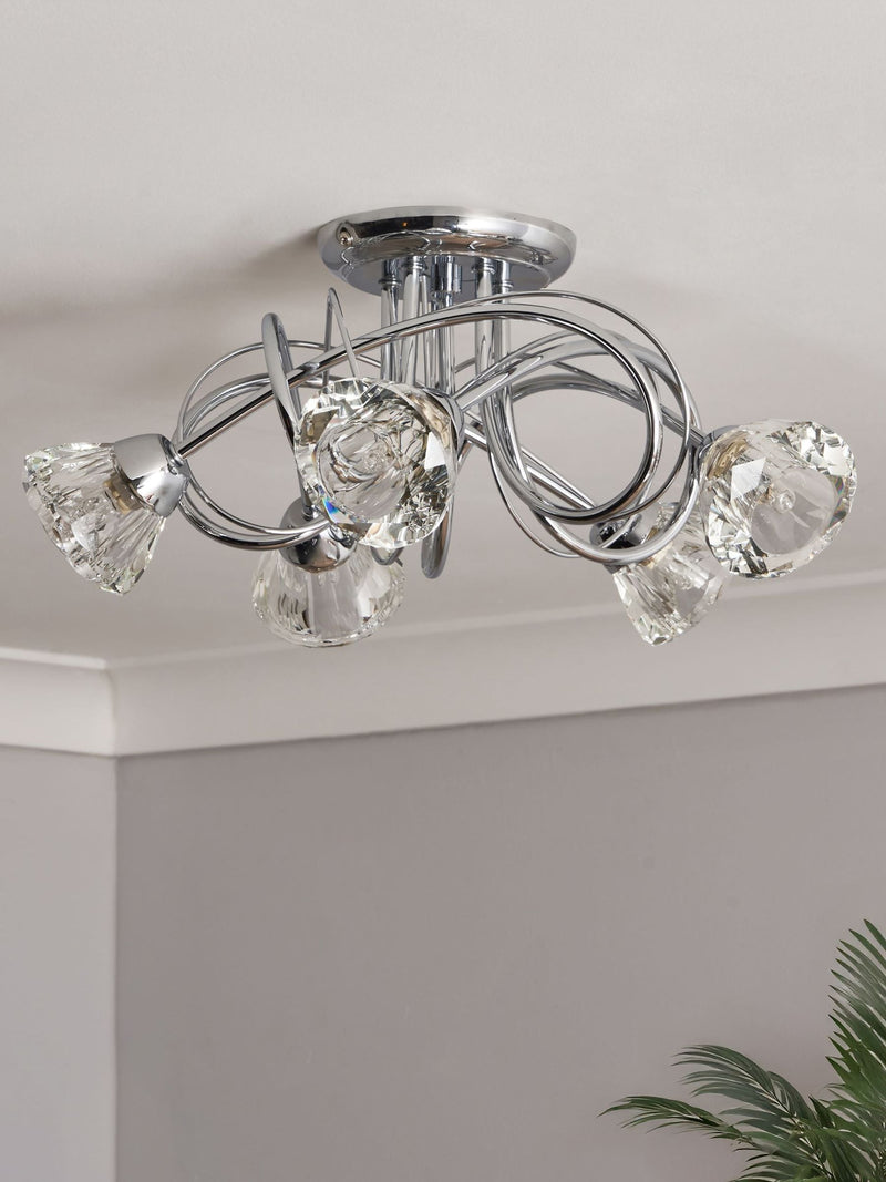 BHS Silver Marianne 5 light flush ceiling light (British brand)