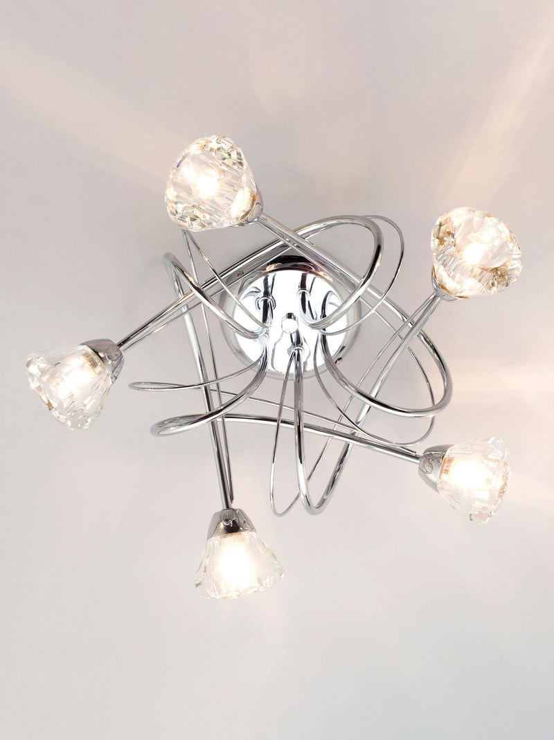 BHS Silver Marianne 5 light flush ceiling light (British brand)