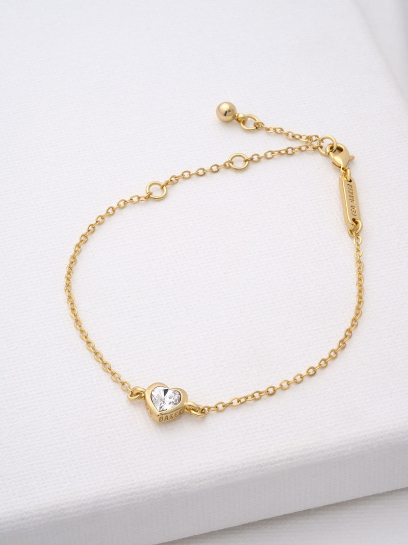 Ted Baker gold tone clear crystal heart adjustable bracelet (British brand)