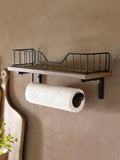 Bronx Black shelf and kitchen roll holder 40x14x16cm - British product