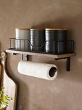 Bronx Black shelf and kitchen roll holder 40x14x16cm - British product