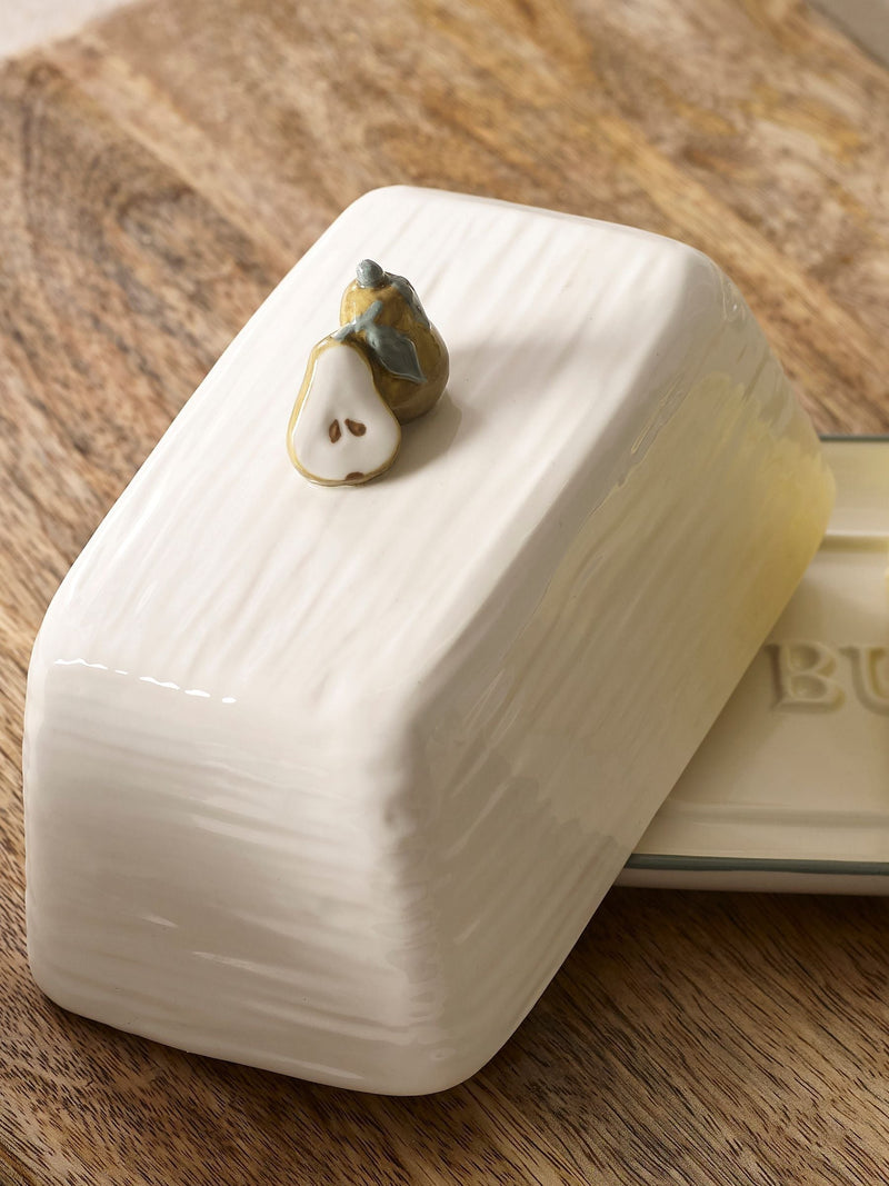 White pear butter dish 18.5cm height (British brand)